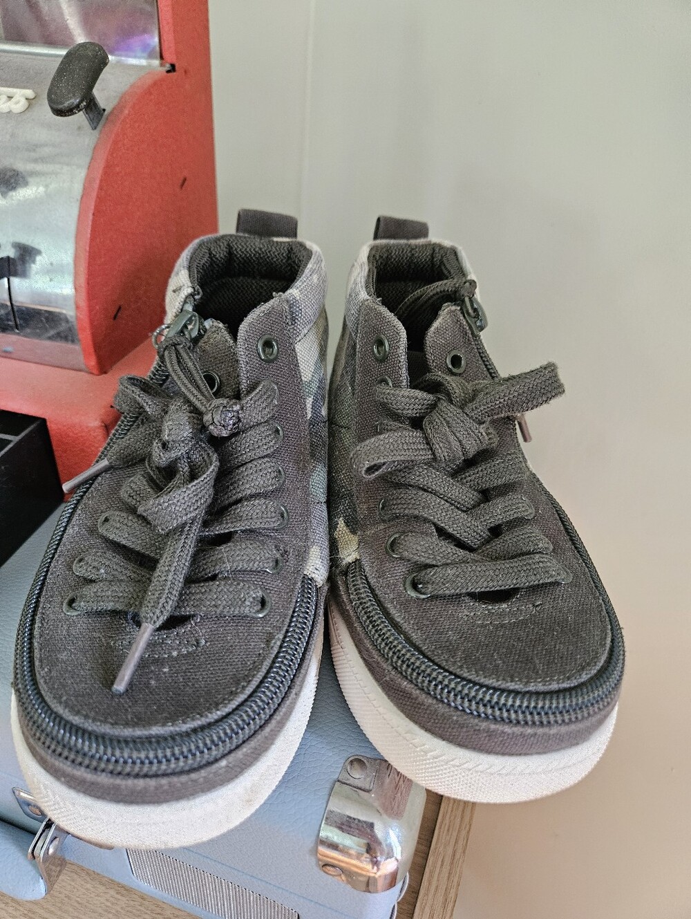 Kids Gray Canvas High-Top Sneakers